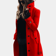 Avery | Women's Trench Coat - Stand Collar Statement Outerwear