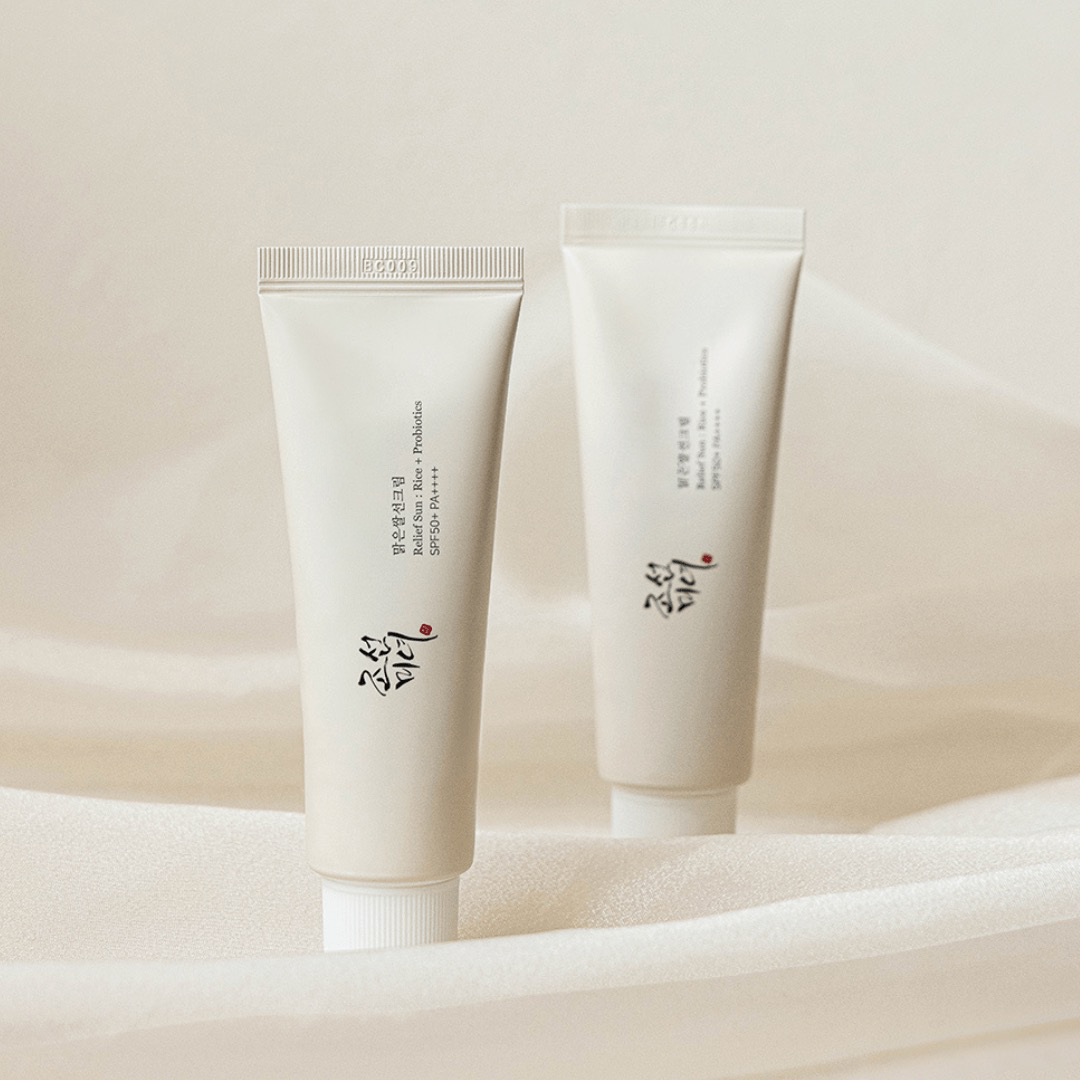 Écran solaire quotidien coréen au riz + probiotiques SPF50+ pour éclat et teint terne