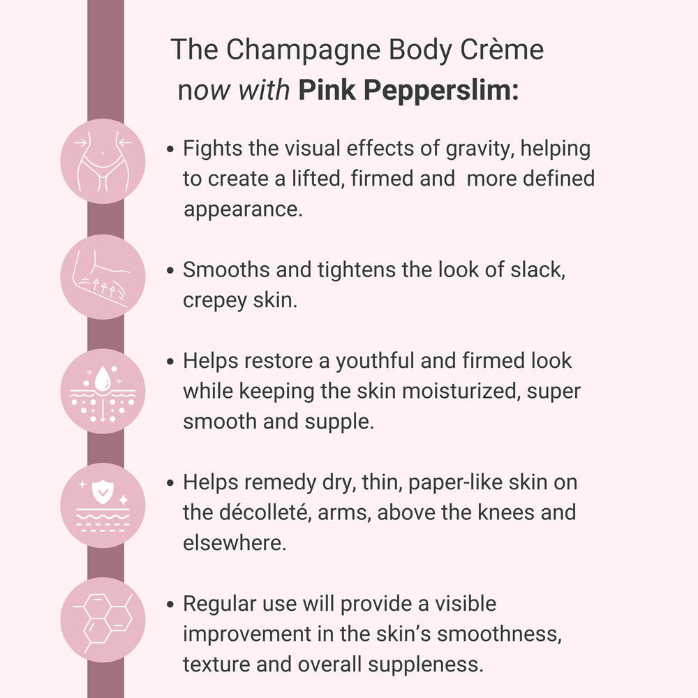 Crema Corporal Reafirmante Champagne con Complejo Luxe-Lift y Pink Pepperslim  