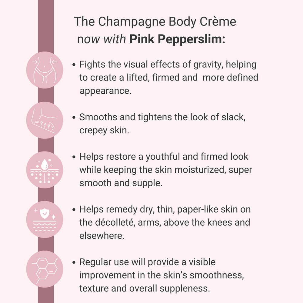 Champagne Firming Body Cream with Luxe-Lift Complex and Pink Pepperslim