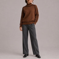 Colette | Knit Turtleneck Sweater with Contrast Trim and Ribbed Cuffs