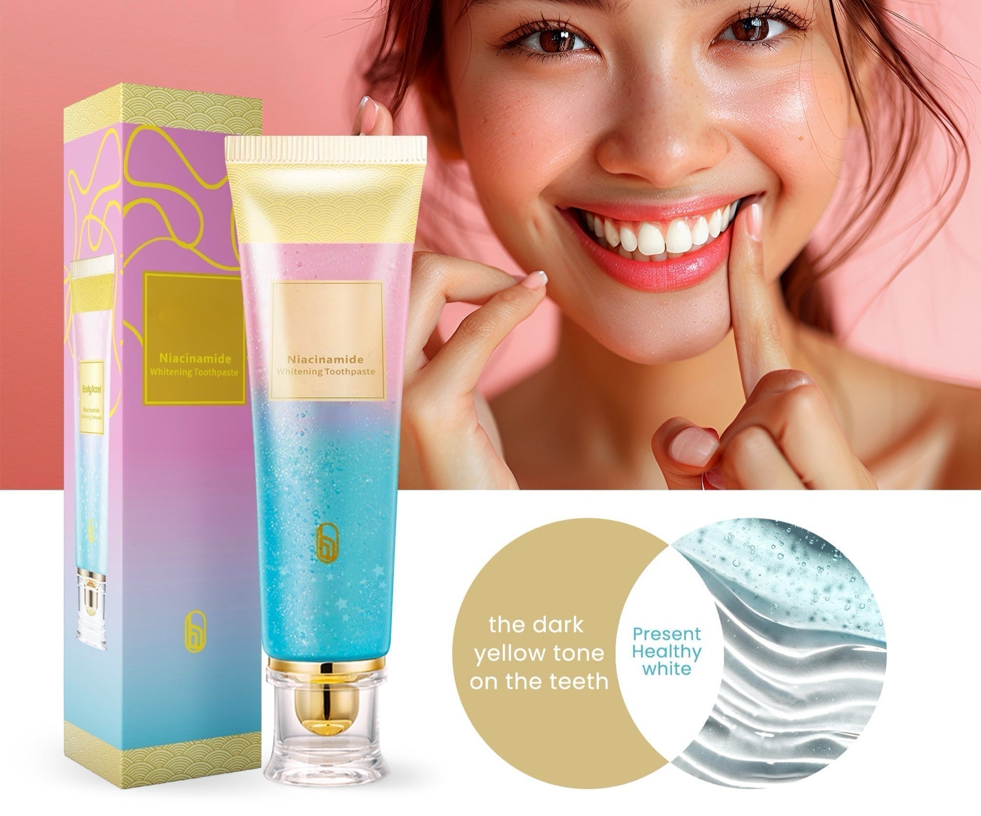 Niacinamide Whitening Toothpaste for Teeth Whitening, Stains & Fresh Breath