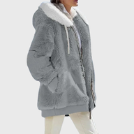 Delilah | Women's Puffer Jacket - Faux Fur Hooded Long Sleeve Warm Padded