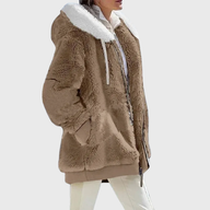 Delilah | Women's Puffer Jacket - Faux Fur Hooded Long Sleeve Warm Padded
