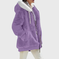 Delilah | Women's Puffer Jacket - Faux Fur Hooded Long Sleeve Warm Padded