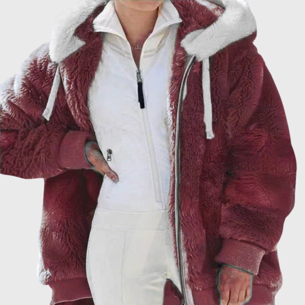 Delilah | Women's Puffer Jacket - Faux Fur Hooded Long Sleeve Warm Padded