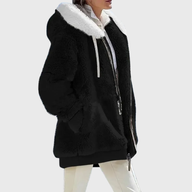 Delilah | Women's Puffer Jacket - Faux Fur Hooded Long Sleeve Warm Padded