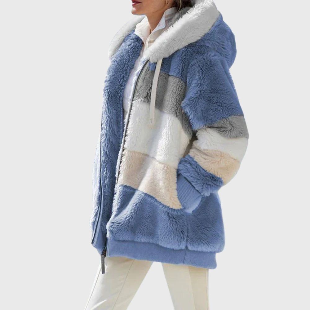 Delilah | Women's Puffer Jacket - Faux Fur Hooded Long Sleeve Warm Padded