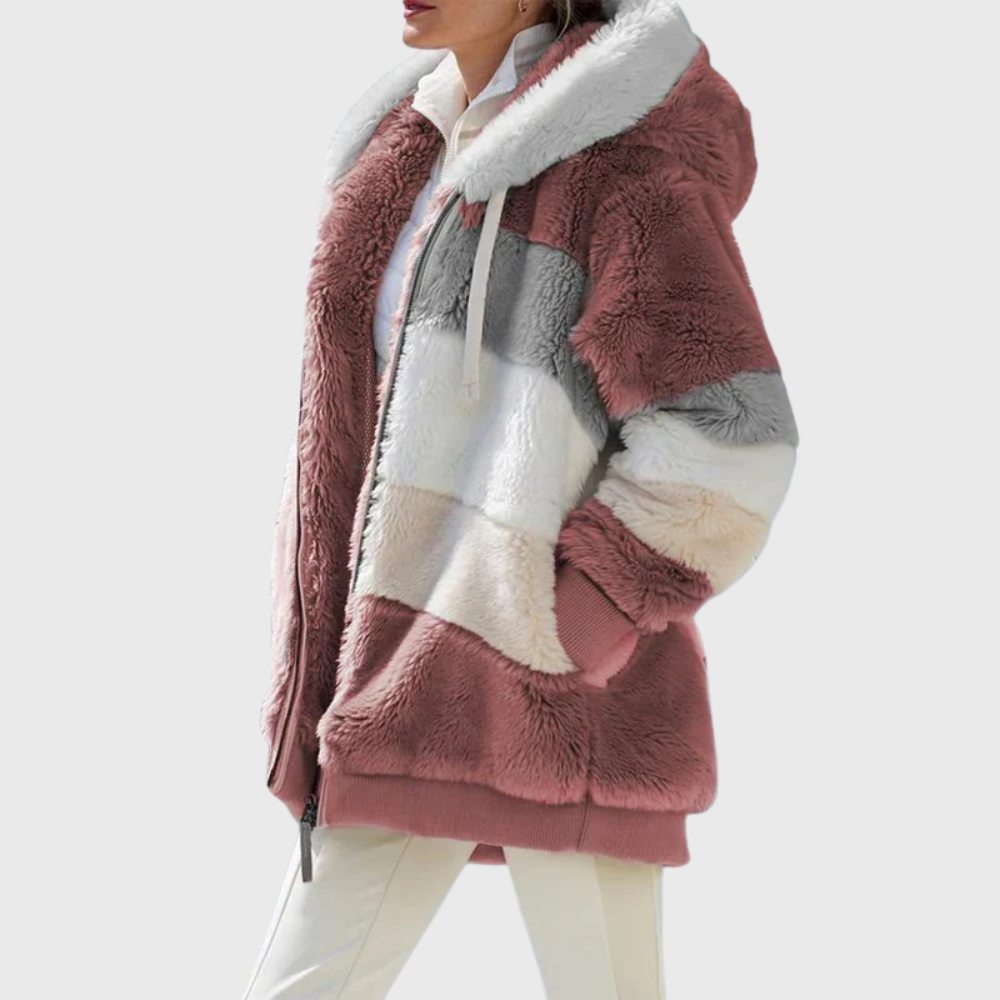 Delilah | Women's Puffer Jacket - Faux Fur Hooded Long Sleeve Warm Padded