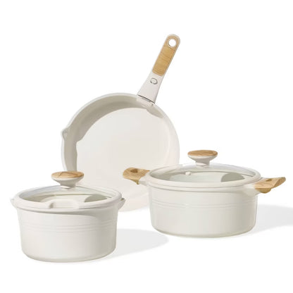 24-Pc Ceramic Nonstick Cookware Set with Detachable Handle