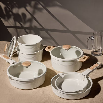 24-Pc Ceramic Nonstick Cookware Set with Detachable Handle