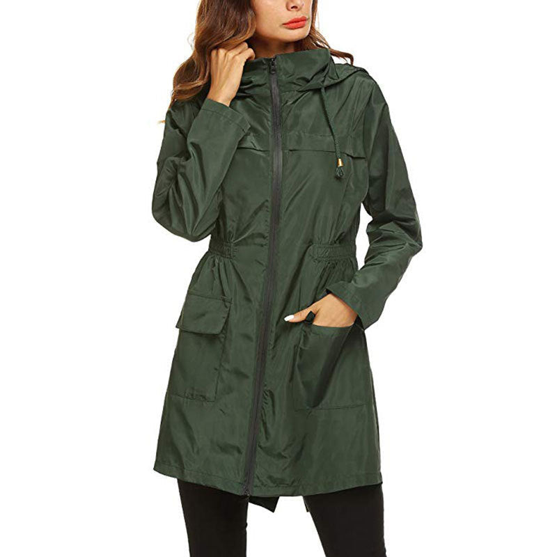 Kinsley | Women's Waterproof Rain Jacket - Hooded Drawstring Waist Elegant