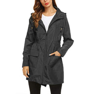 Kinsley | Women's Waterproof Rain Jacket - Hooded Drawstring Waist Elegant