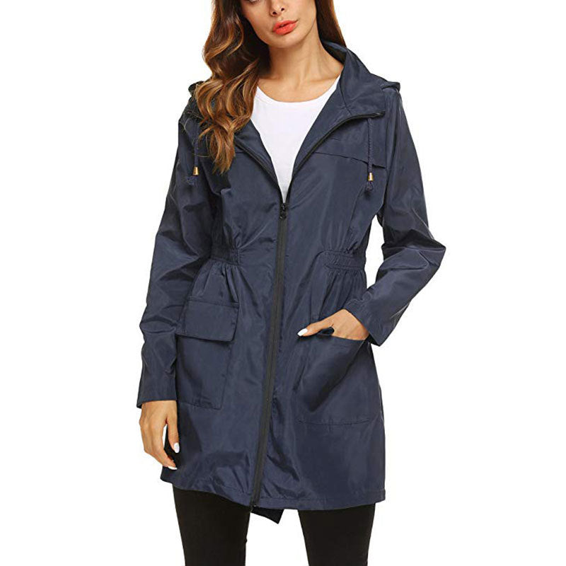 Kinsley | Women's Waterproof Rain Jacket - Hooded Drawstring Waist Elegant