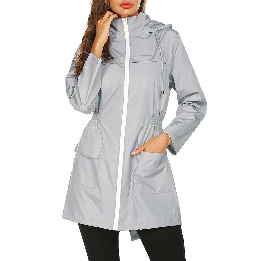 Kinsley | Women's Waterproof Rain Jacket - Hooded Drawstring Waist Elegant