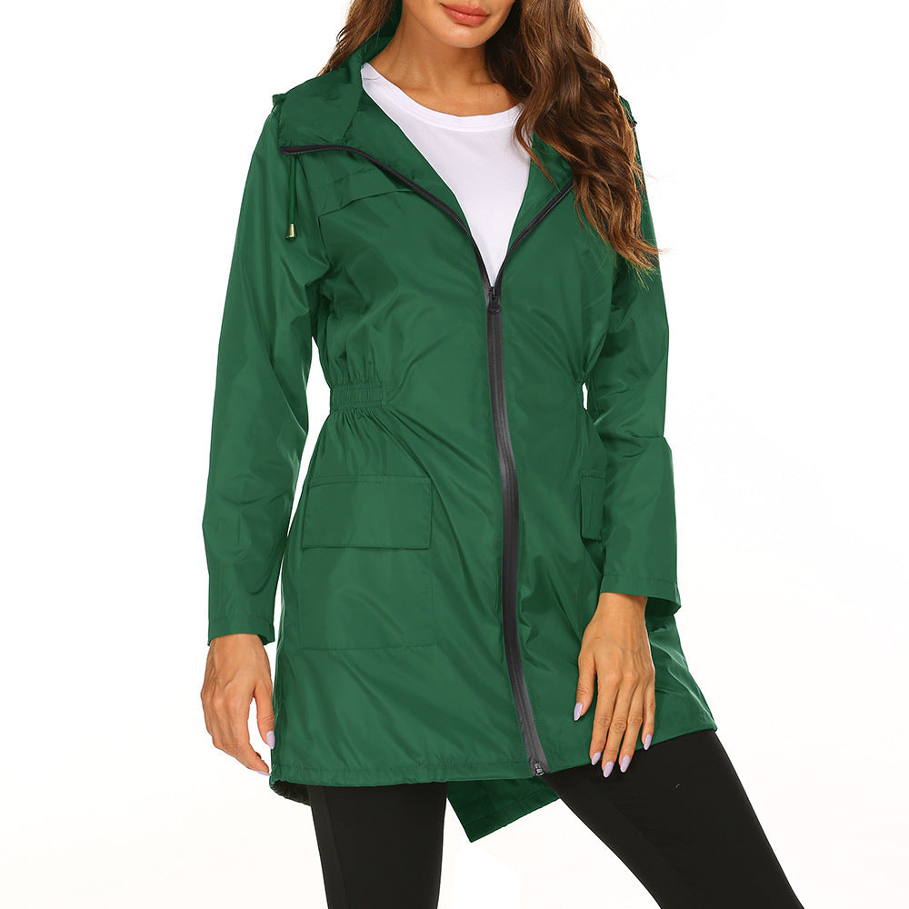 Kinsley | Women's Waterproof Rain Jacket - Hooded Drawstring Waist Elegant