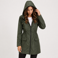 Kinsley | Women's Waterproof Rain Jacket - Hooded Drawstring Waist Elegant