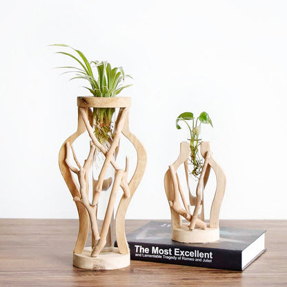 Natural Wooden Flower Vase | Unique Home Decoration