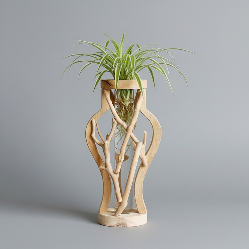Natural Wooden Flower Vase | Unique Home Decoration