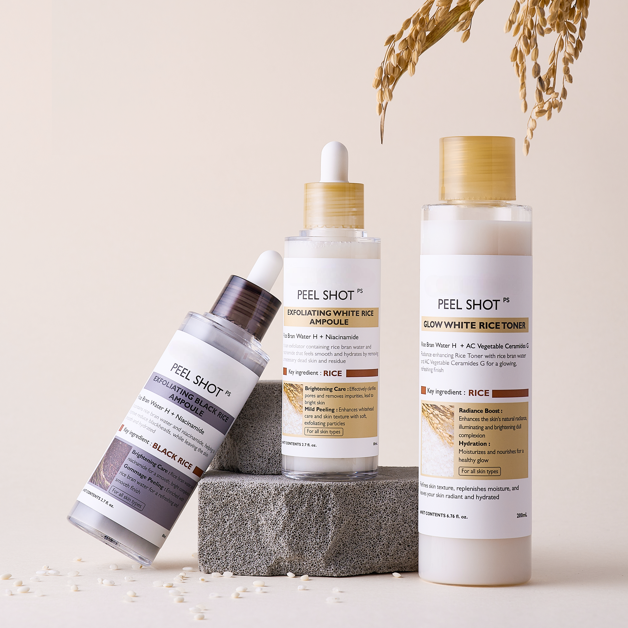 Set Peau Neuve Soin Coréen avec Niacinamide & Tonique au Riz pour peau terne  