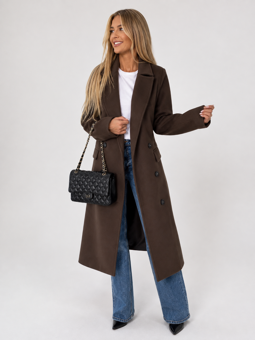 Paige | Women's Long Trench Coat - Longline Tailored Long Sleeve Structured