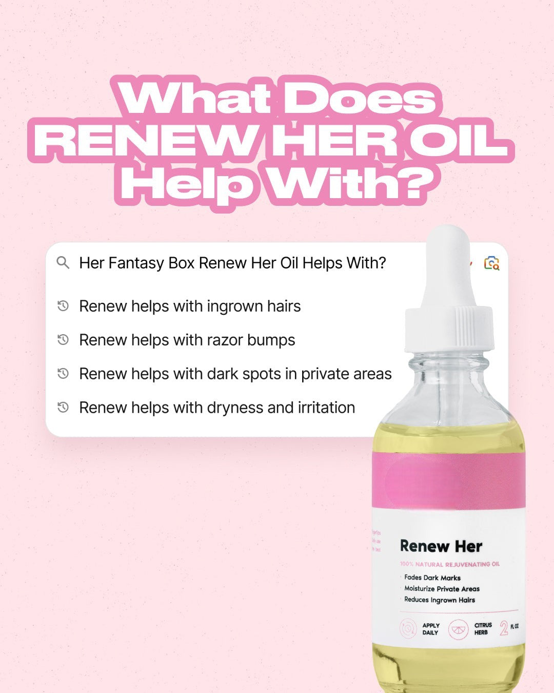 Kit de inicio Her Fantasy con lavado femenino, aceite para piel y suplementos de bienestar a base de plantas