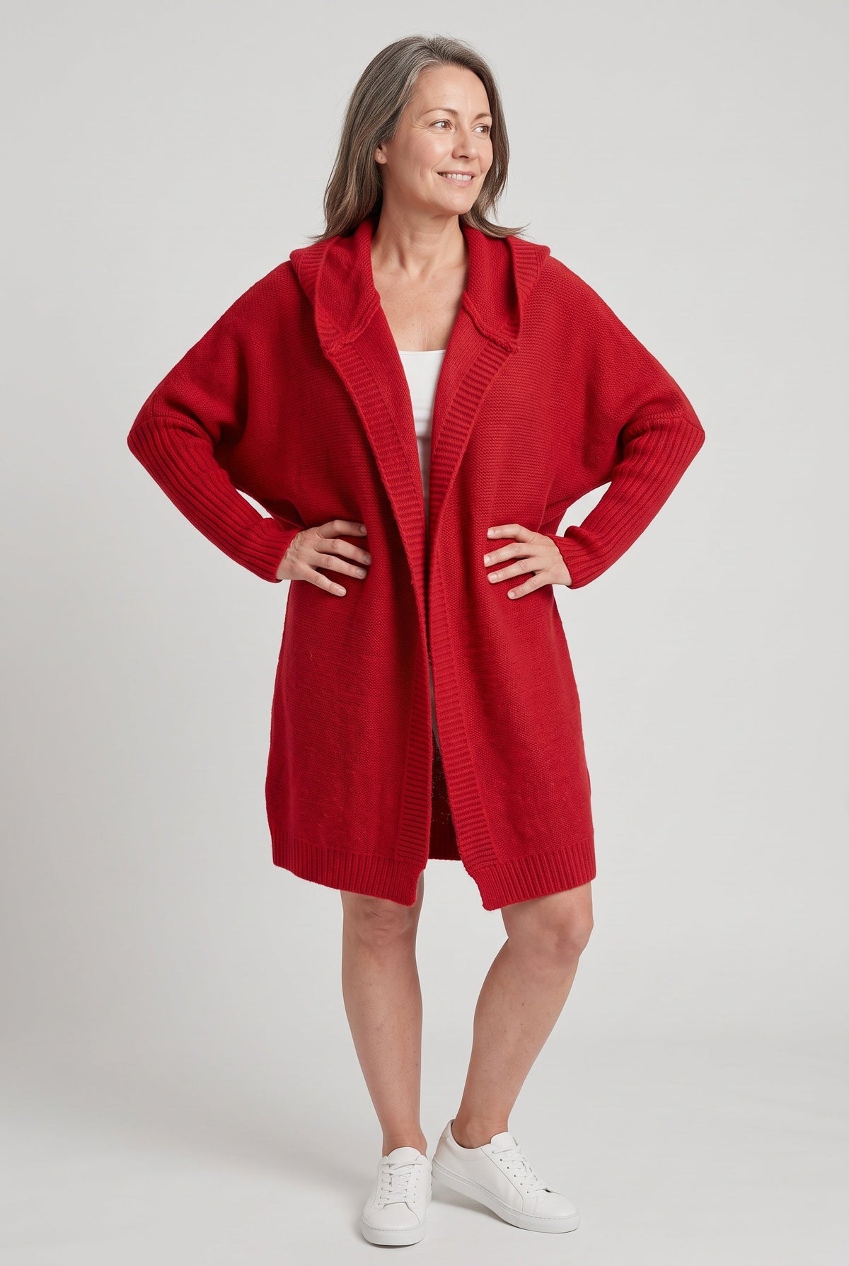 Women's Cardigan | Longline Open Front Drop Shoulder