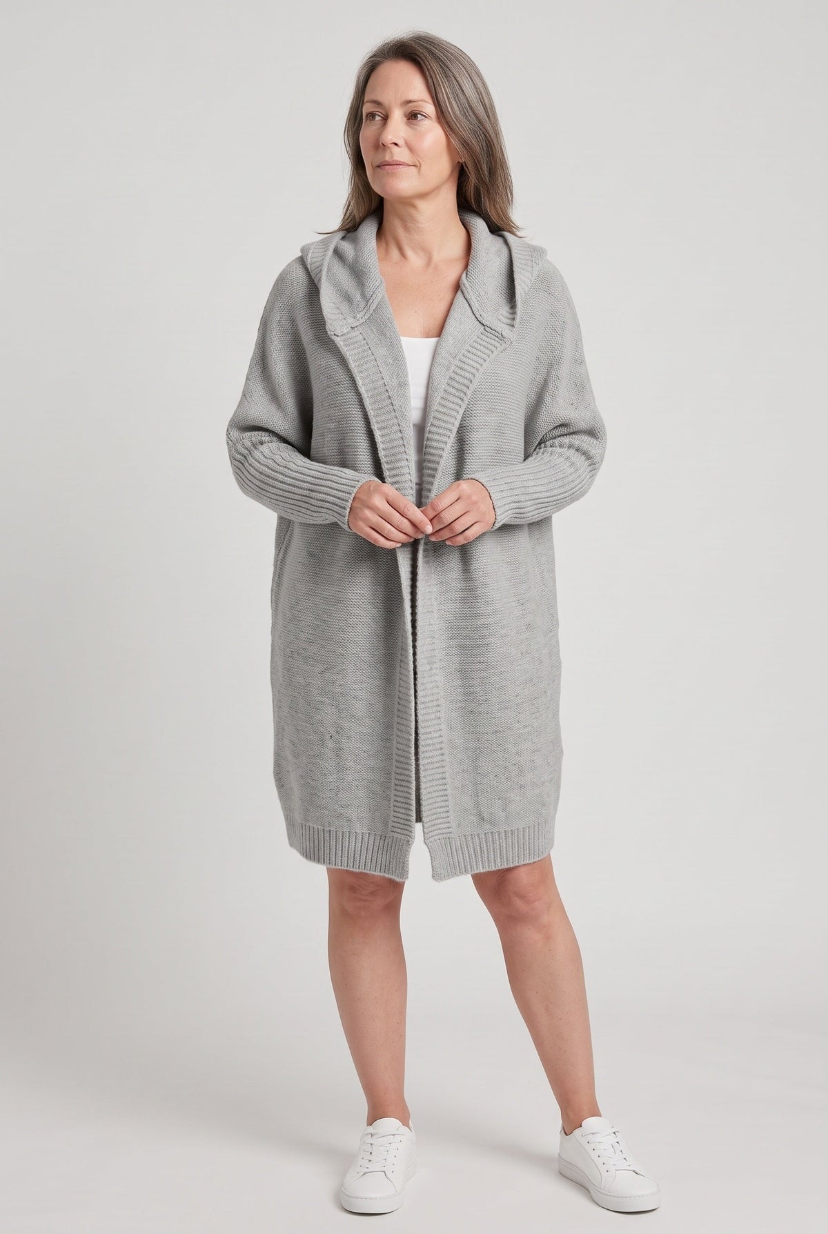 Women's Cardigan | Longline Open Front Drop Shoulder