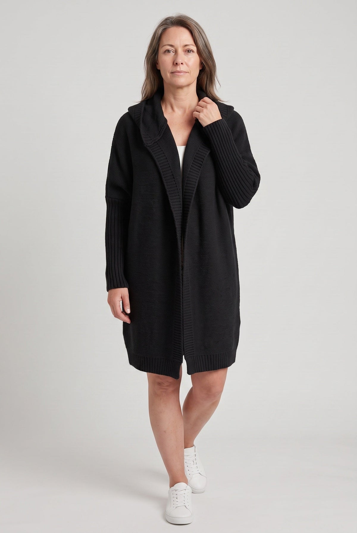 Women's Cardigan | Longline Open Front Drop Shoulder