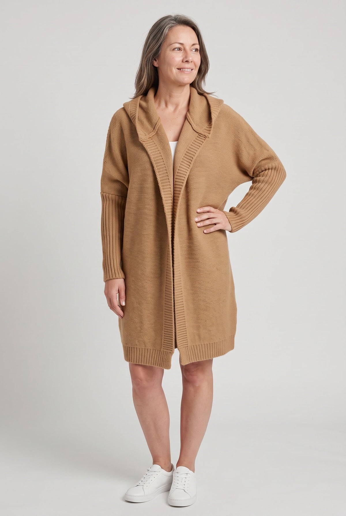 Women's Cardigan | Longline Open Front Drop Shoulder