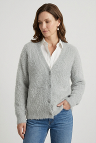 Women's V Neck Long Sleeve Knit Cardigan | Button Down