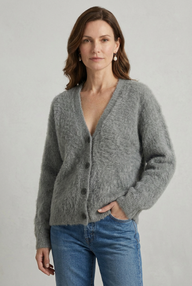 Women's V Neck Long Sleeve Knit Cardigan | Button Down