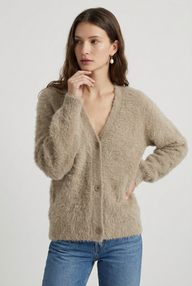 Women's V Neck Long Sleeve Knit Cardigan | Button Down