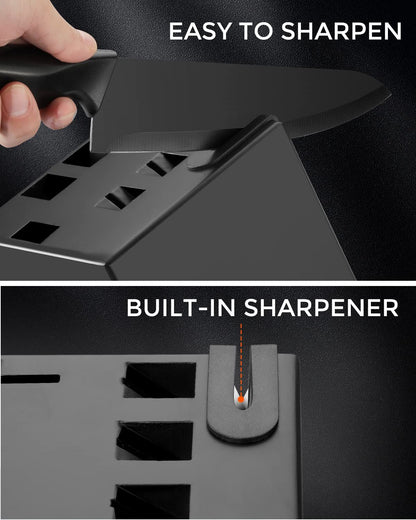 14-Pc Kitchen Knife Set with Block & Built-In Sharpener