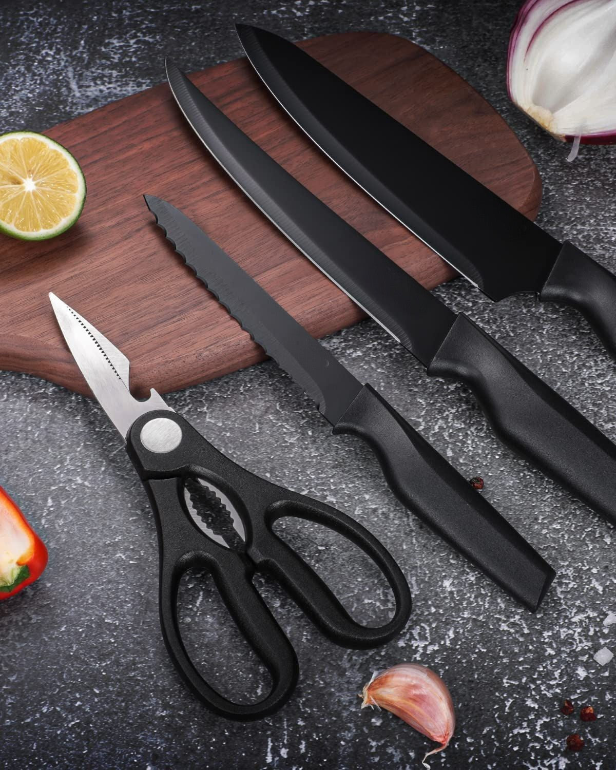 14-Pc Kitchen Knife Set with Block & Built-In Sharpener