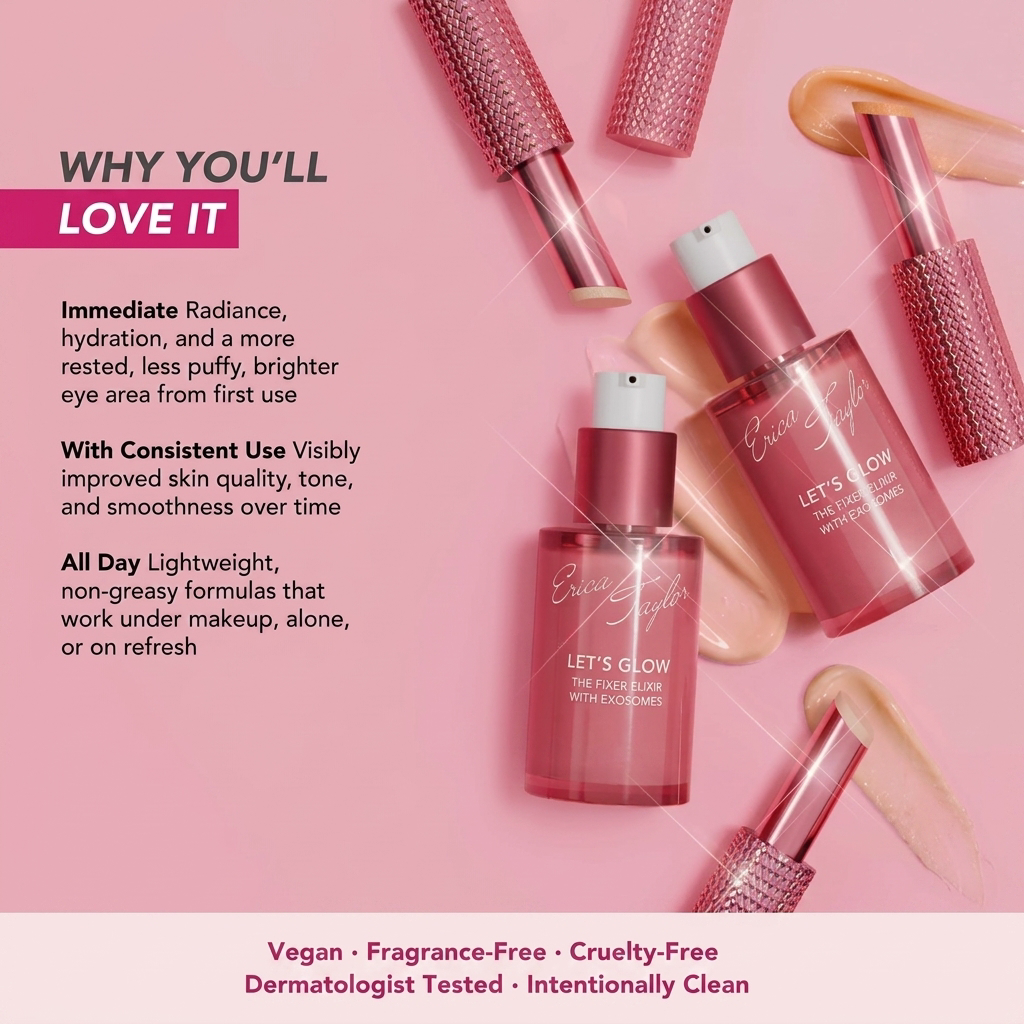 Let's Glow Fixer Elixir and Eye Balm Duo Korean Skincare with Hyaluronic Acid for Glow and Even Tone
