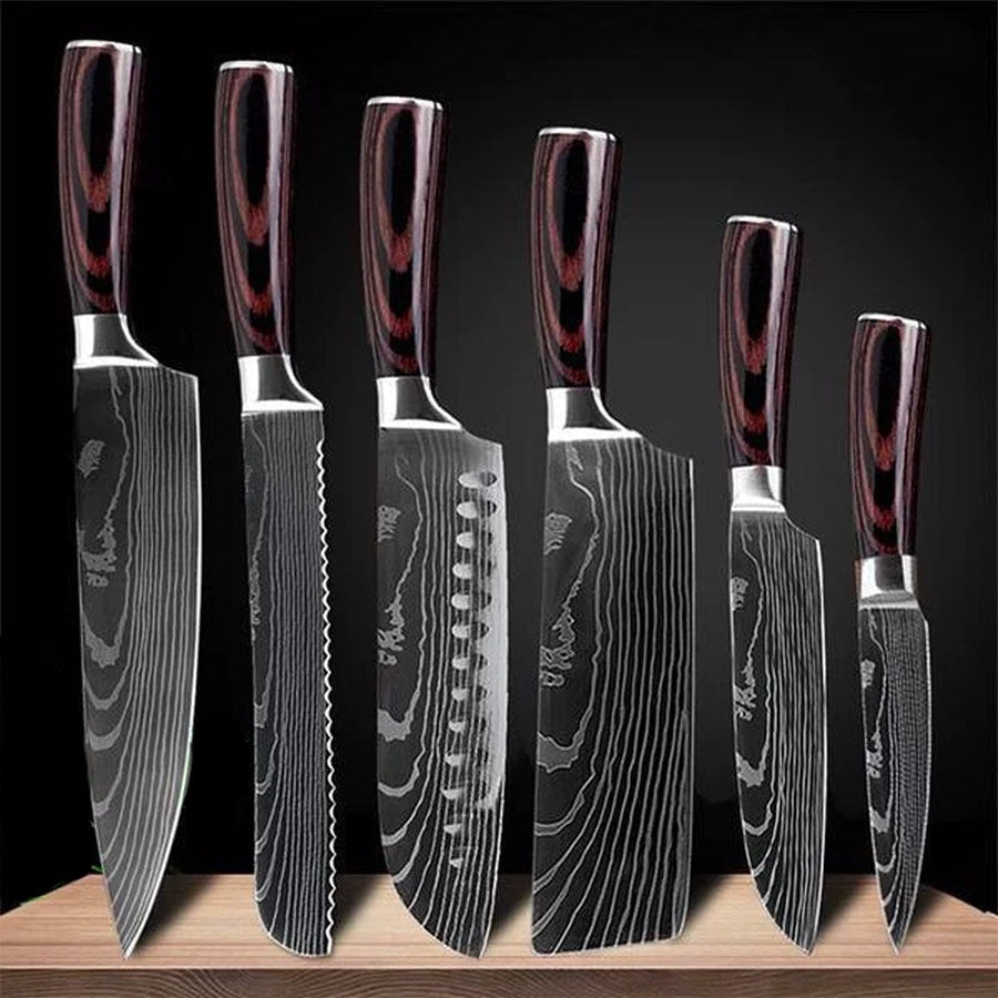 Professional Chef Knife Set, High-Carbon Steel, 15° Blades