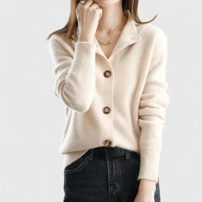 Adele | Women's Collared Cardigan - Refined Button Front
