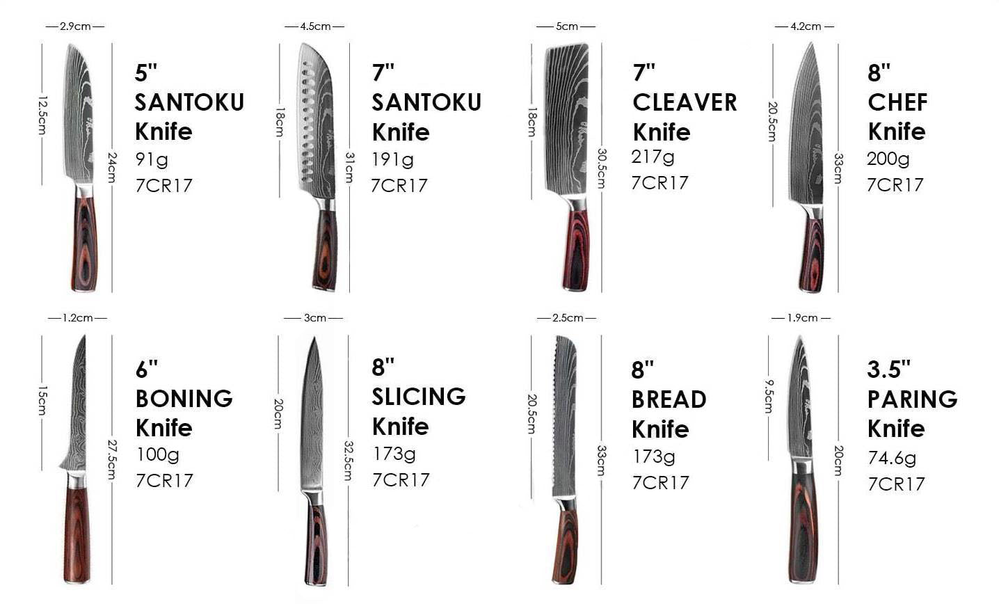 Professional Chef Knife Set, High-Carbon Steel, 15° Blades