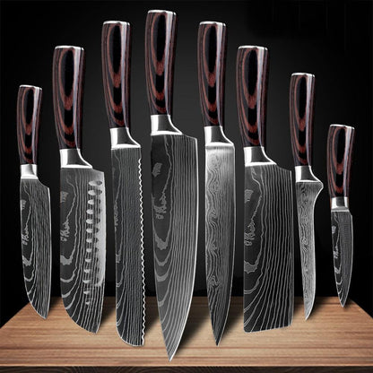 Professional Chef Knife Set, High-Carbon Steel, 15° Blades