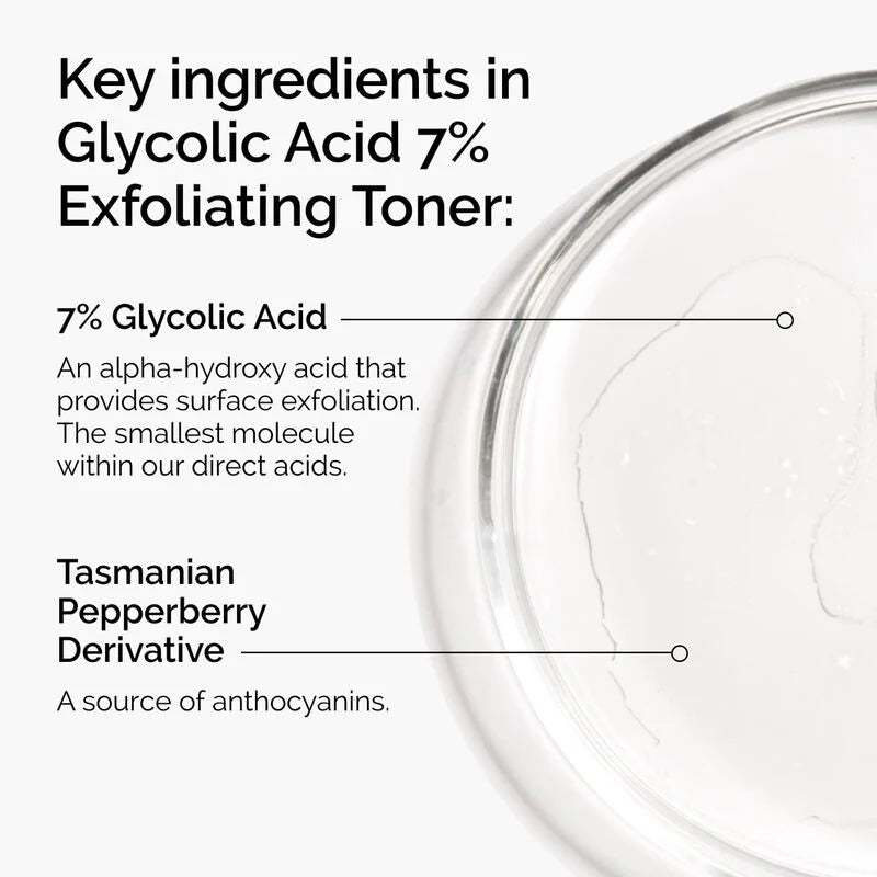 Tonique exfoliant à l’acide glycolique 7 % pour peau éclatante et texture affinée